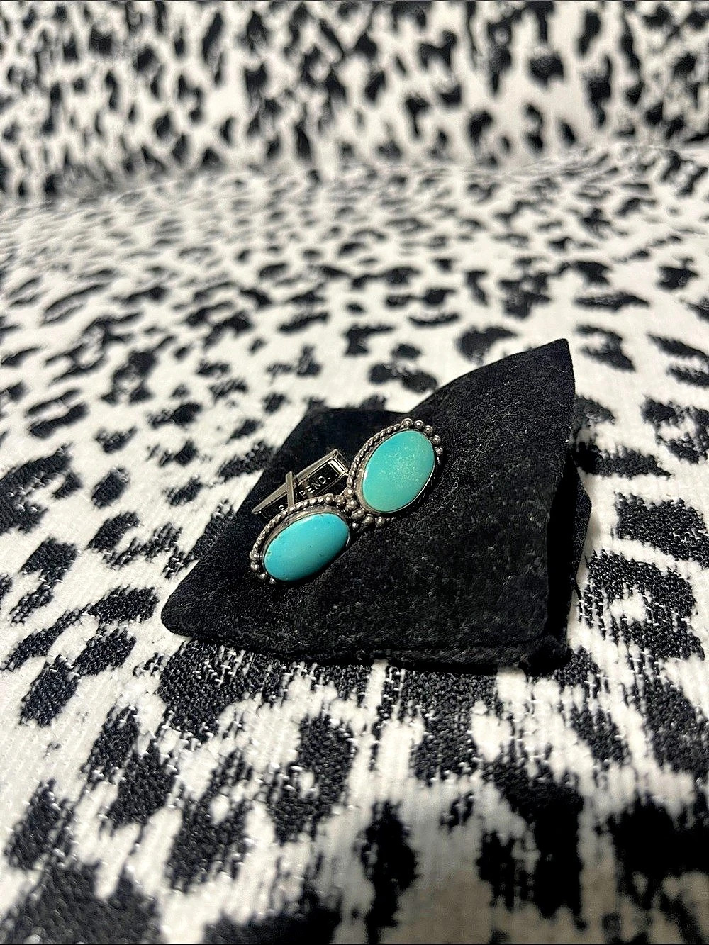 RARE, vintage Turquoise, sterling silver Oval Cuff Links